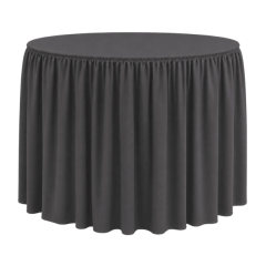 SHIRRED PİLE YUVARLAK BANKET MASA ÖRTÜSÜ 180 cm Çap - ANTRASİT