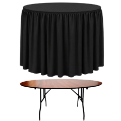 SHIRRED PİLE YUVARLAK BANKET MASA ÖRTÜSÜ 120 cm Çap - SİYAH
