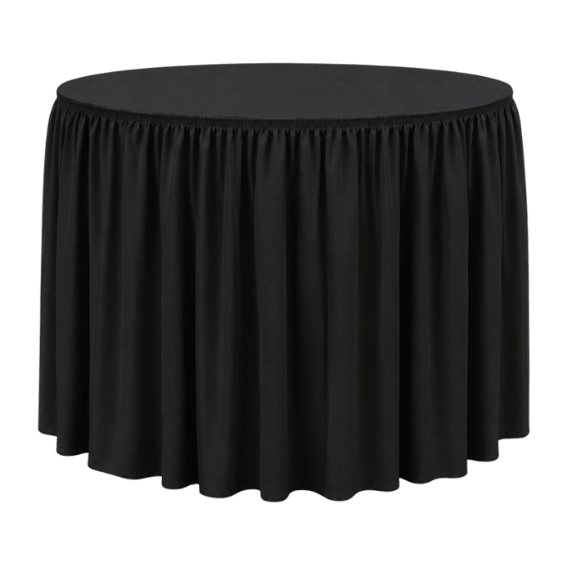 SHIRRED PİLE YUVARLAK BANKET MASA ÖRTÜSÜ 150 cm Çap - SİYAH