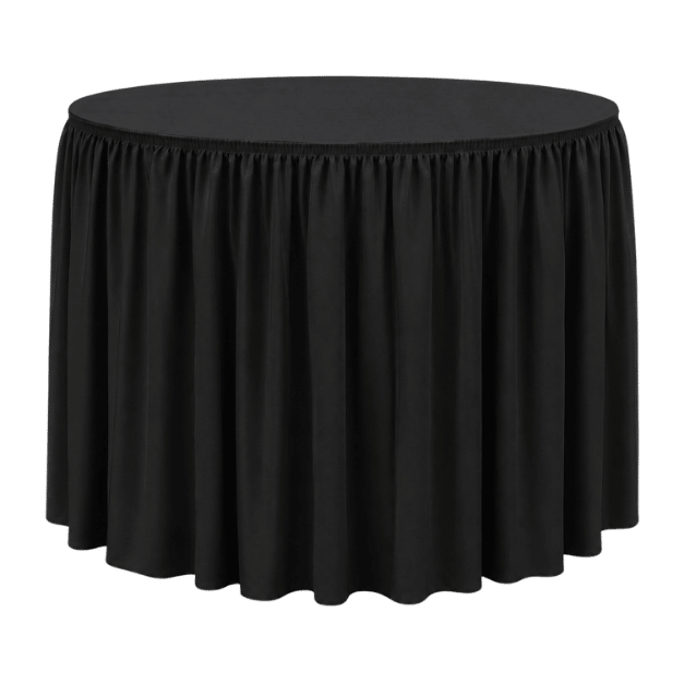 SHIRRED PİLE YUVARLAK BANKET MASA ÖRTÜSÜ 180 cm Çap - SİYAH