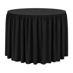 SHIRRED PİLE YUVARLAK BANKET MASA ÖRTÜSÜ 180 cm Çap - SİYAH