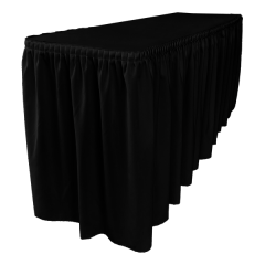 PLISSE PİLE DİKDÖRTGEN BANKET MASA ÖRTÜSÜ En : 90 cm Boy: 160 cm Yükseklik : 73 cm - SİYAH