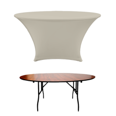 STREÇ YUVARLAK BANKET MASA ÖRTÜSÜ - 220 GR STREÇ EKRU - 120 cm Çap - OCEAN