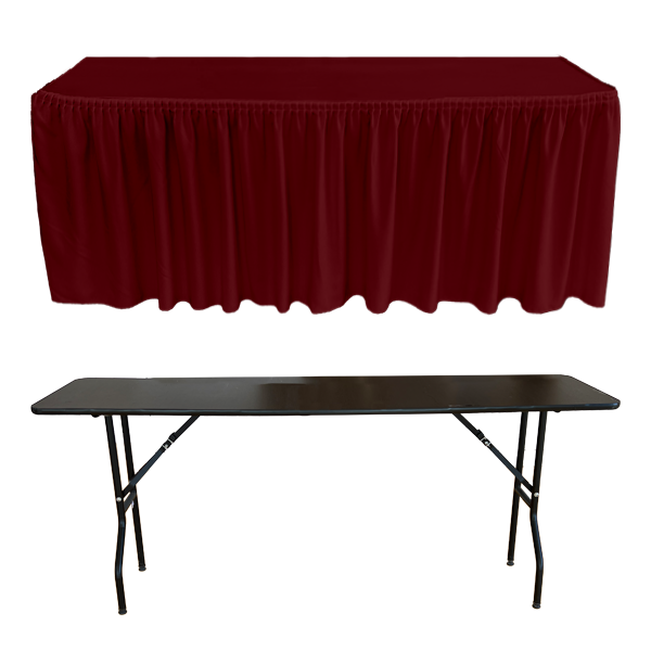 PLISSE PİLE DİKDÖRTGEN BANKET MASA ÖRTÜSÜ En : 45 cm Boy: 120 cm Yükseklik : 73 cm - BORDO