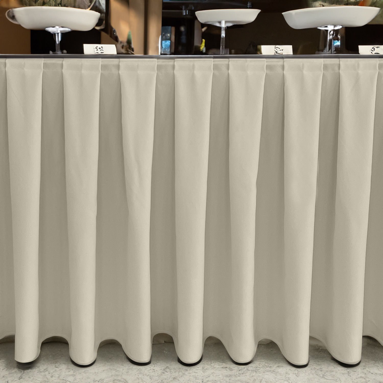 BOX PİLE MASA ETEKLİĞİ (SKIRTING) STANDART ÖLÇÜ EKRU - 390 Cm Genişlik x 73 Cm Yükseklik
