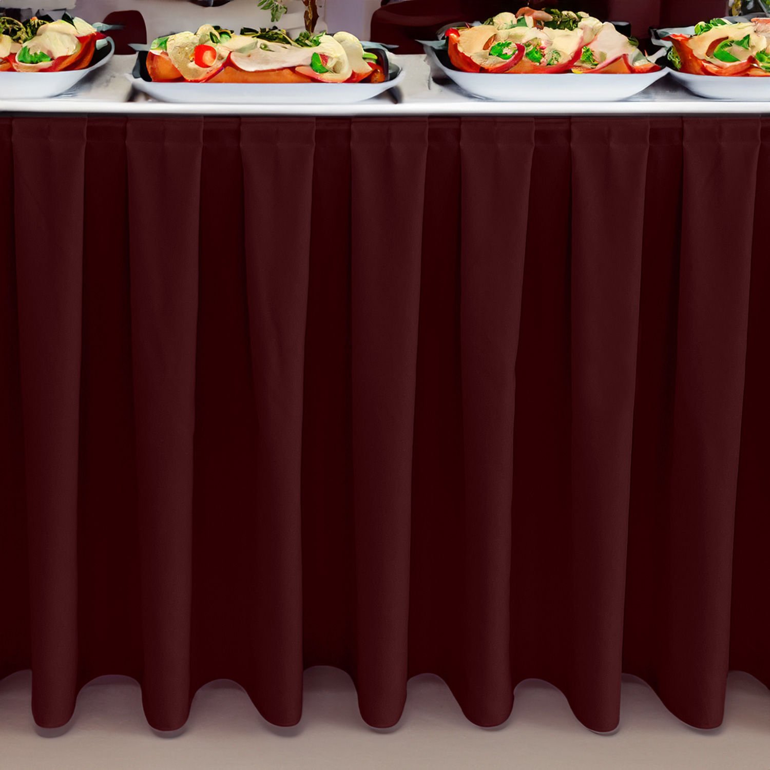 BOX PİLE MASA ETEKLİĞİ (SKIRTING) STANDART ÖLÇÜ BORDO - 390 Cm Genişlik x 73 Cm Yükseklik