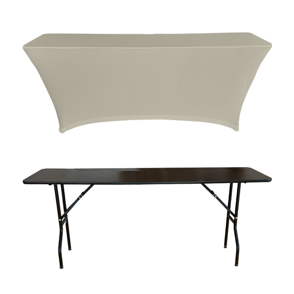 STREÇ DİKDÖRTGEN BANKET MASA ÖRTÜSÜ - 4 TARAFI KAPALI 220 GR STREÇ En : 45 cm Boy: 180 cm Yükseklik : 73 cm - EKRU