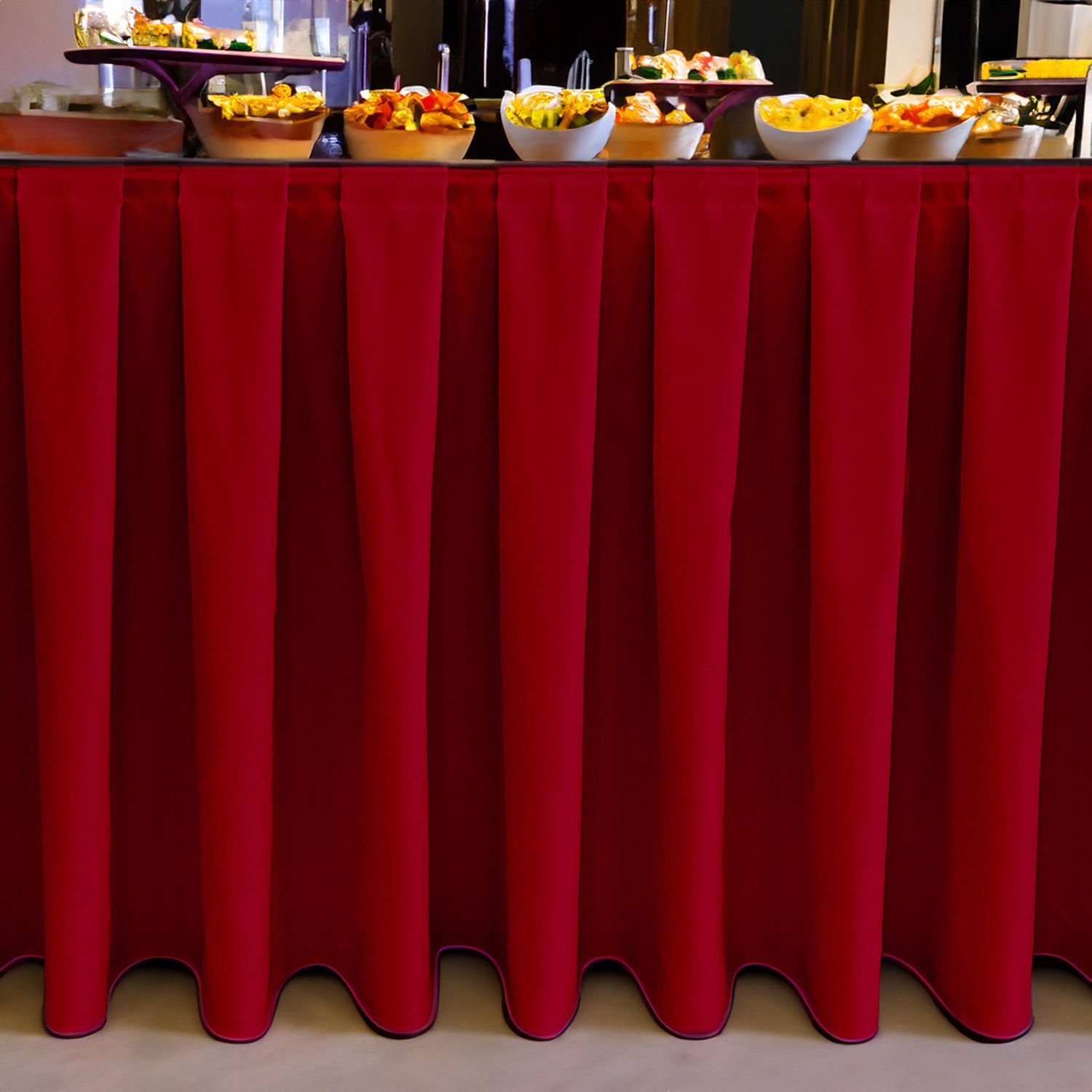 BOX PİLE MASA ETEKLİĞİ (SKIRTING) STANDART ÖLÇÜ KIRMIZI - 410 Cm Genişlik x 73 Cm Yükseklik