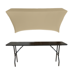 STREÇ DİKDÖRTGEN BANKET MASA ÖRTÜSÜ - 4 TARAFI KAPALI 220 GR STREÇ En : 45 cm Boy: 120 cm Yükseklik : 73 cm - KREM