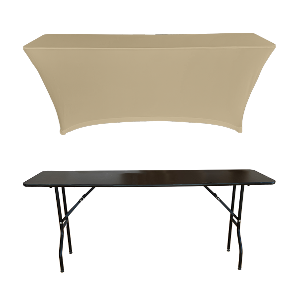 STREÇ DİKDÖRTGEN BANKET MASA ÖRTÜSÜ - 4 TARAFI KAPALI 220 GR STREÇ En : 45 cm Boy: 160 cm Yükseklik : 73 cm - KREM