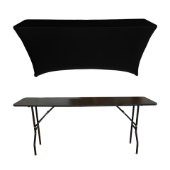 STREÇ DİKDÖRTGEN BANKET MASA ÖRTÜSÜ - 4 TARAFI KAPALI 220 GR STREÇ En : 90 cm Boy: 140 cm Yükseklik : 73 cm - SİYAH