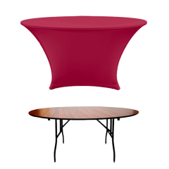 STREÇ YUVARLAK BANKET MASA ÖRTÜSÜ - 220 GR STREÇ PEMBE - 120 cm Çap - JERSEY
