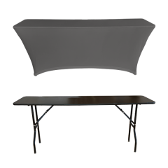 STREÇ DİKDÖRTGEN BANKET MASA ÖRTÜSÜ - 4 TARAFI KAPALI 220 GR STREÇ En : 45 cm Boy: 140 cm Yükseklik : 73 cm - GRİ