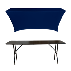STREÇ DİKDÖRTGEN BANKET MASA ÖRTÜSÜ - 4 TARAFI KAPALI 220 GR STREÇ En : 45 cm Boy: 180 cm Yükseklik : 73 cm - MARINE MAVİ