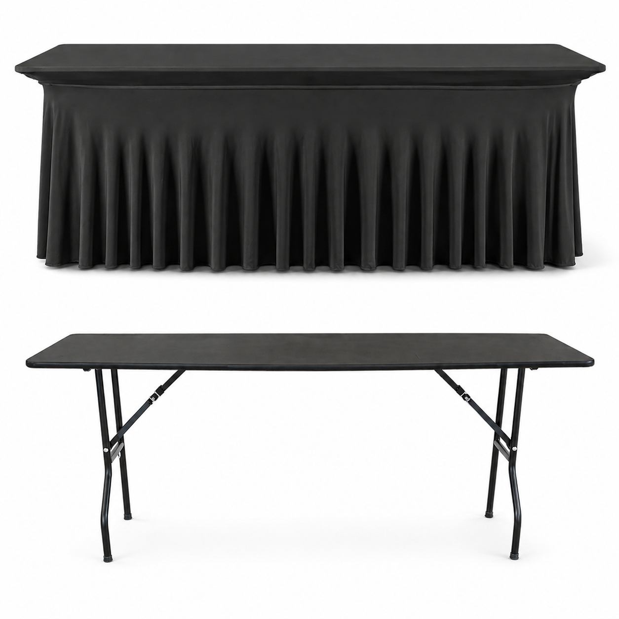 STREÇ FLOW DİKDÖRTGEN BANKET MASA ÖRTÜSÜ SİYAH - En : 90 cm Boy: 120 cm Yükseklik : 73 cm