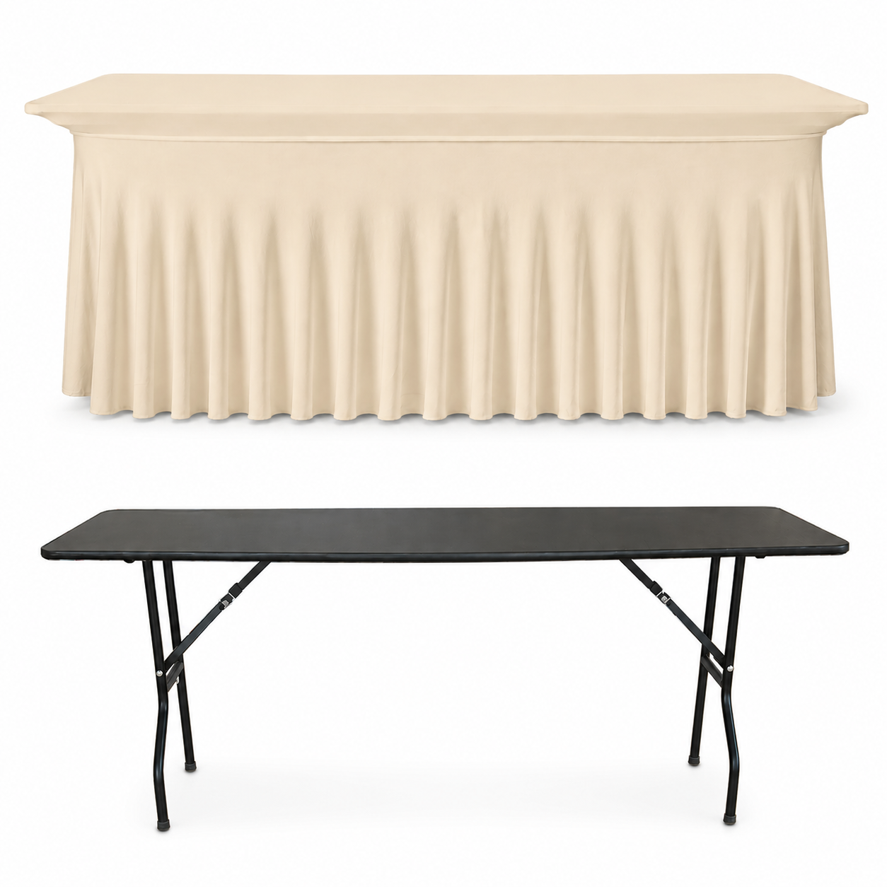 STREÇ FLOW DİKDÖRTGEN BANKET MASA ÖRTÜSÜ KREM - En : 90 cm Boy: 120 cm Yükseklik : 73 cm