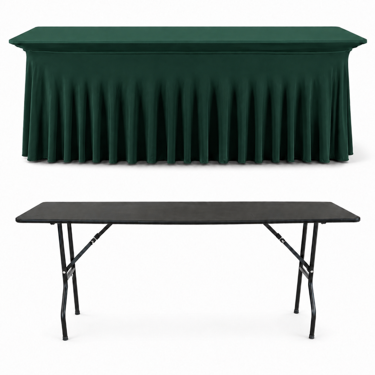 STREÇ FLOW DİKDÖRTGEN BANKET MASA ÖRTÜSÜ DARK GREEN - En : 90 cm Boy: 120 cm Yükseklik : 73 cm