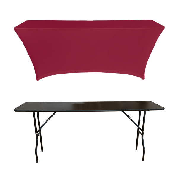 STREÇ DİKDÖRTGEN BANKET MASA ÖRTÜSÜ - 4 TARAFI KAPALI 220 GR STREÇ En : 45 cm Boy: 120 cm Yükseklik : 73 cm - KIRMIZI