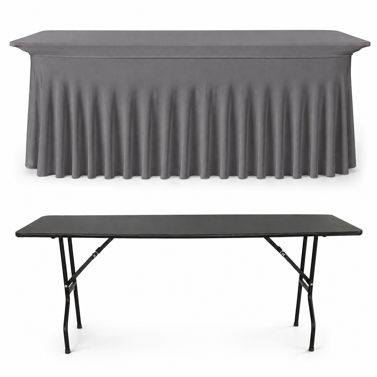 STREÇ FLOW DİKDÖRTGEN BANKET MASA ÖRTÜSÜ En : 70 cm Boy: 160 cm Yükseklik : 73 cm - GRİ