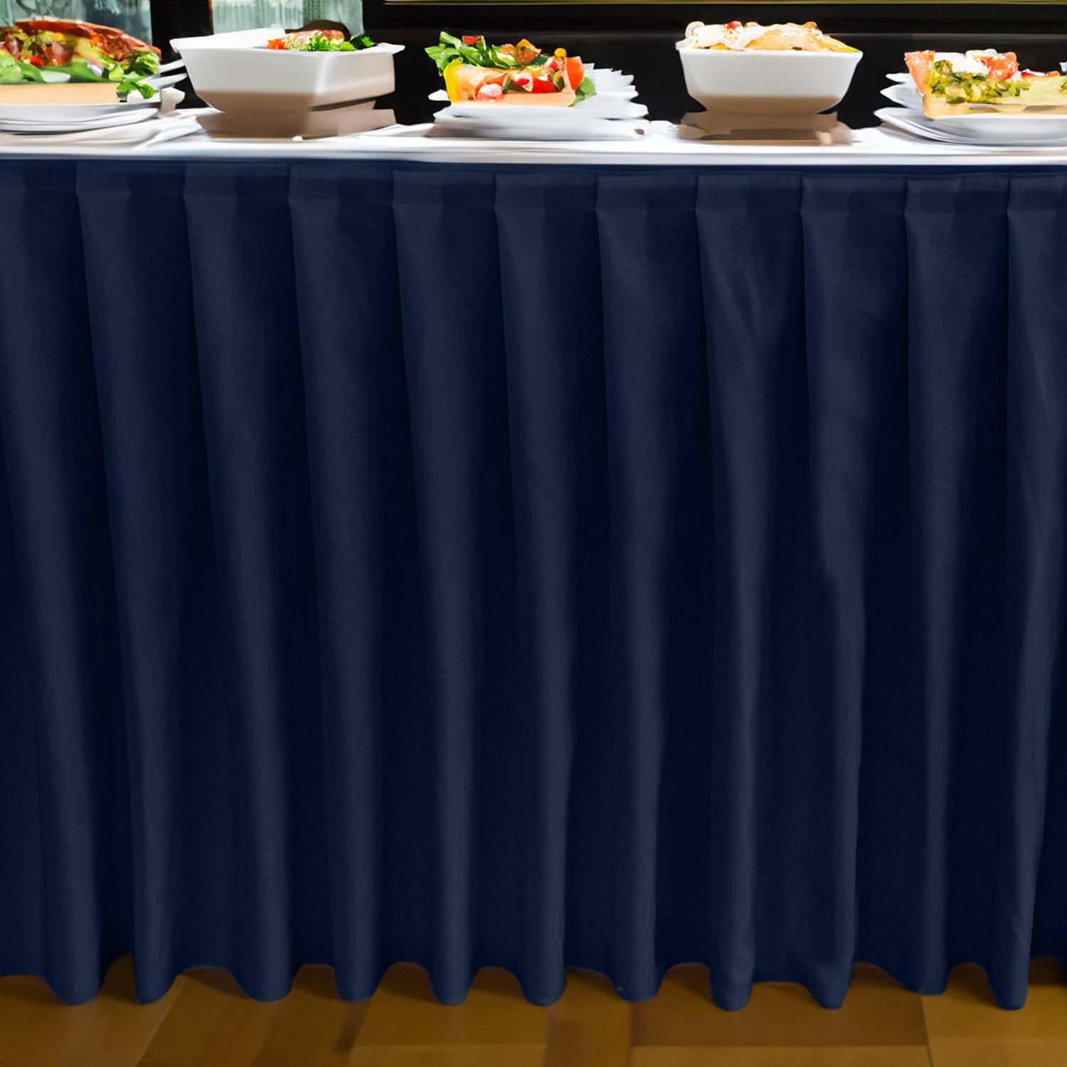 AKORDİYON MASA ETEKLİĞİ (SKIRTING) STANDART ÖLÇÜ MARINE MAVİ - 510 Cm Genişlik x 73 Cm Yükseklik