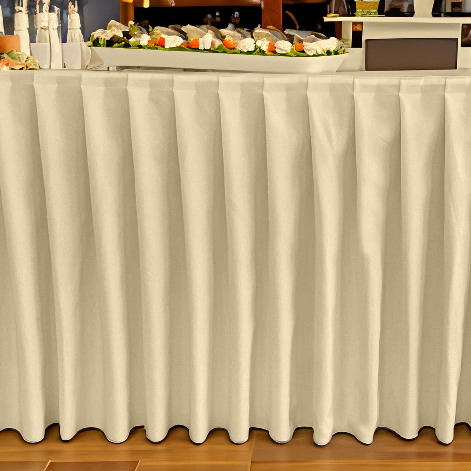 AKORDİYON MASA ETEKLİĞİ (SKIRTING) STANDART ÖLÇÜ KREM - 390 Cm Genişlik x 73 Cm Yükseklik