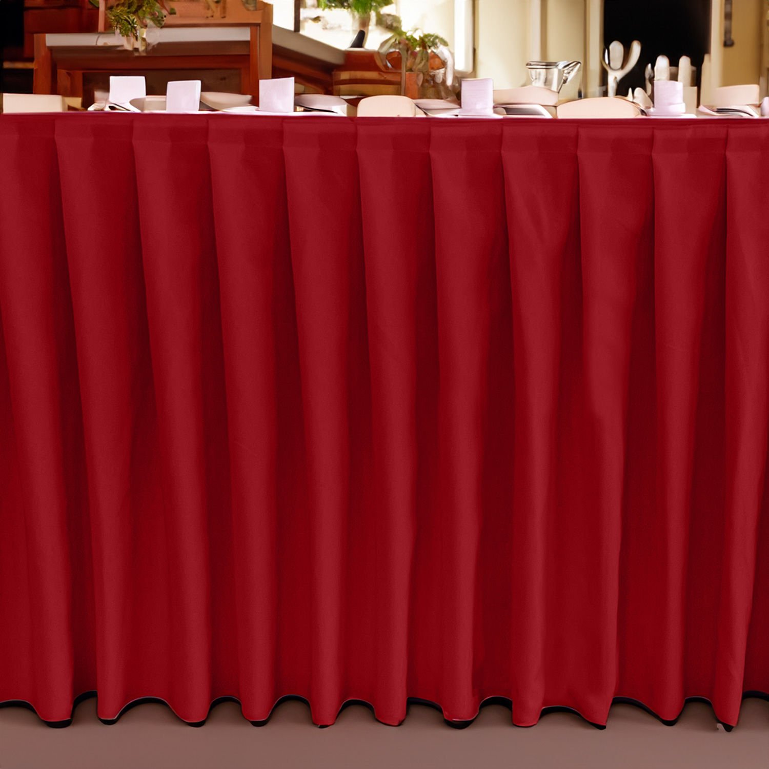 AKORDİYON MASA ETEKLİĞİ (SKIRTING) STANDART ÖLÇÜ KIRMIZI - 410 Cm Genişlik x 73 Cm Yükseklik