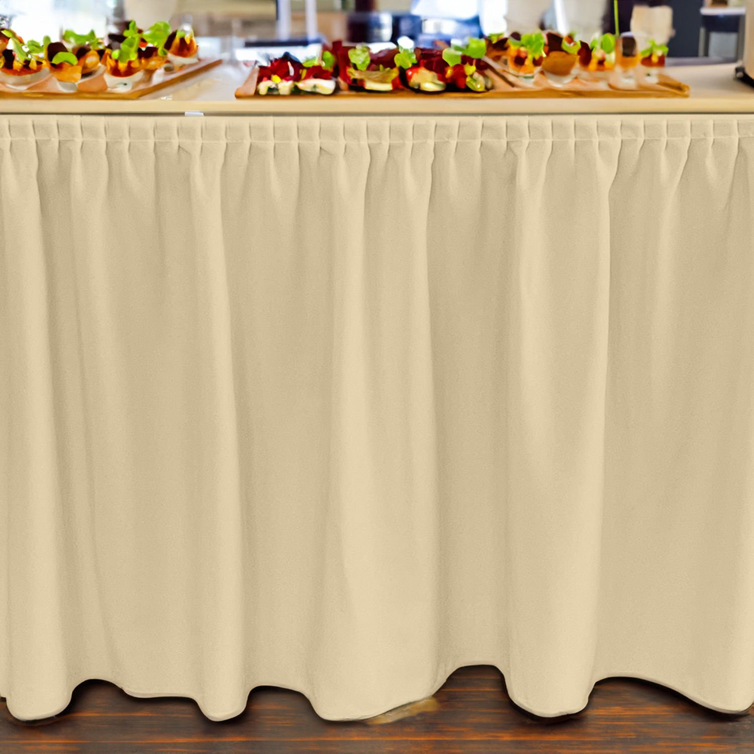 PLISE MASA ETEKLİĞİ (SKIRTING) STANDART ÖLÇÜ KREM - 410 Cm Genişlik x 73 Cm Yükseklik