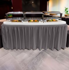 PLISE MASA ETEKLİĞİ (SKIRTING) STANDART ÖLÇÜ GRİ - 410 Cm Genişlik x 73 Cm Yükseklik