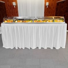 PLISE MASA ETEKLİĞİ (SKIRTING) STANDART ÖLÇÜ BEYAZ - 510 Cm Genişlik x 73 Cm Yükseklik