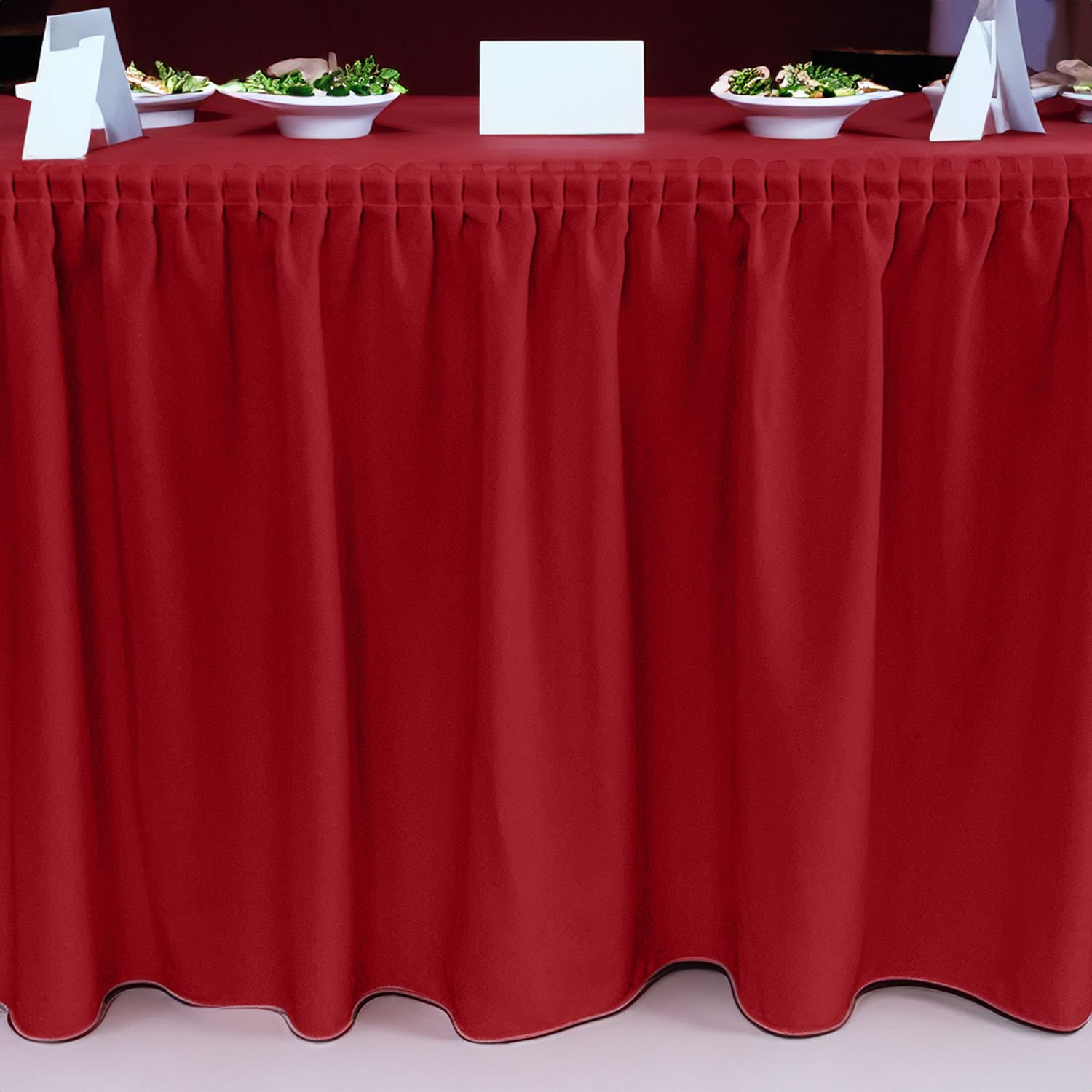 PLISE MASA ETEKLİĞİ (SKIRTING) STANDART ÖLÇÜ KIRMIZI -  470 Cm Genişlik x 73 Cm Yükseklik