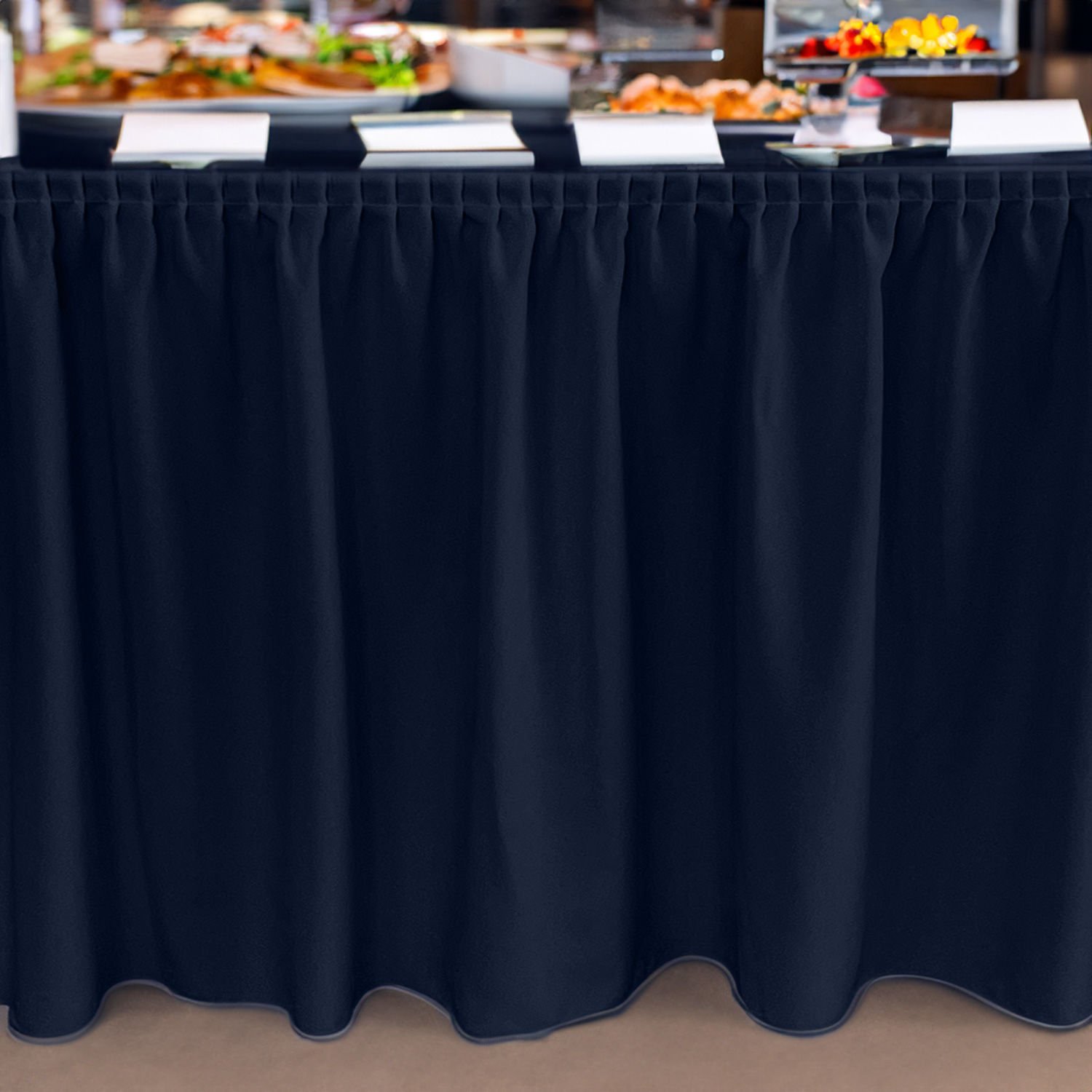 PLISE MASA ETEKLİĞİ (SKIRTING) STANDART ÖLÇÜ MARINE MAVİ -  470 Cm Genişlik x 73 Cm Yükseklik