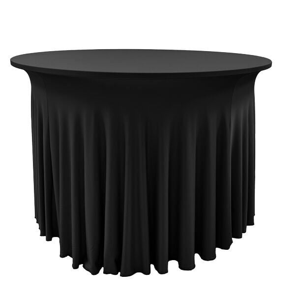 STREÇ FLOW YUVARLAK BANKET MASA ÖRTÜSÜ - 160 GR STREÇ SİYAH - 120 cm Çap