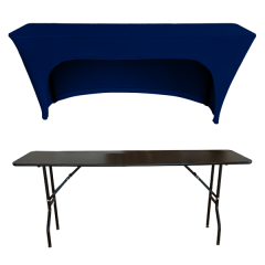 STREÇ DİKDÖRTGEN BANKET MASA ÖRTÜSÜ - 3 TARAFI KAPALI 220 GR STREÇ En : 90 cm Boy: 160 cm Yükseklik : 73 cm - MARINE MAVİ