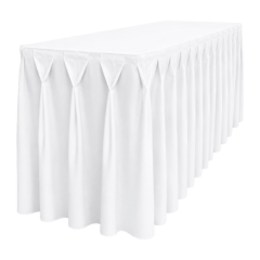 AKORDİYON PİLE DİKDÖRTGEN BANKET MASA ÖRTÜSÜ BEYAZ - En : 45 cm Boy: 120 cm Yükseklik : 73 cm