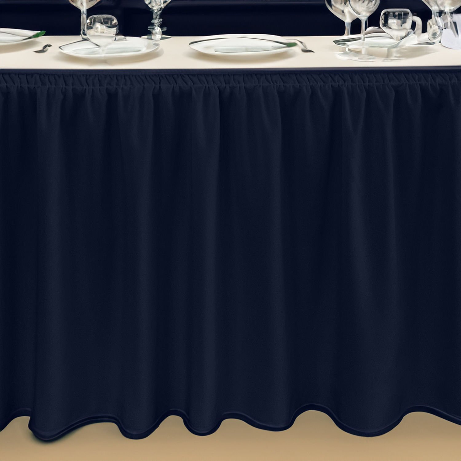 SHIRRED MASA ETEKLİĞİ (SKIRTING) STANDART ÖLÇÜ MARINE MAVİ - 390 Cm Genişlik x 73 Cm Yükseklik