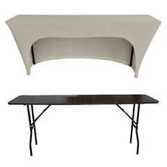 STREÇ DİKDÖRTGEN BANKET MASA ÖRTÜSÜ - 3 TARAFI KAPALI 220 GR STREÇ En : 90 cm Boy: 160 cm Yükseklik : 73 cm - EKRU