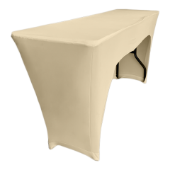 STREÇ DİKDÖRTGEN BANKET MASA ÖRTÜSÜ - 3 TARAFI KAPALI 220 GR STREÇ En : 45 cm Boy: 160 cm Yükseklik : 73 cm - KREM