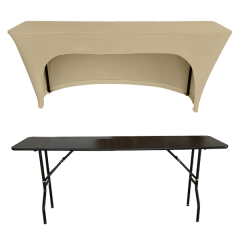 STREÇ DİKDÖRTGEN BANKET MASA ÖRTÜSÜ - 3 TARAFI KAPALI 220 GR STREÇ En : 45 cm Boy: 160 cm Yükseklik : 73 cm - KREM