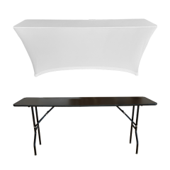 STREÇ DİKDÖRTGEN BANKET MASA ÖRTÜSÜ - 4 TARAFI KAPALI 160 GR STREÇ En : 90 cm Boy: 180 cm Yükseklik : 73 cm - BEYAZ