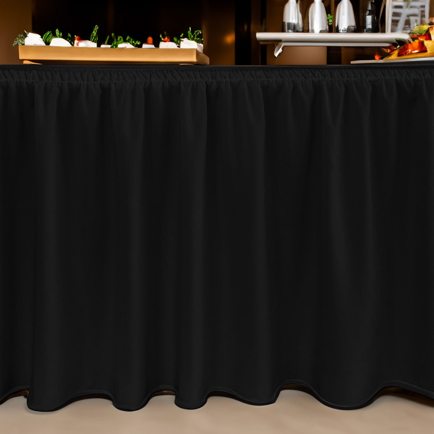 SHIRRED MASA ETEKLİĞİ (SKIRTING) STANDART ÖLÇÜ SİYAH -  470 Cm Genişlik x 73 Cm Yükseklik