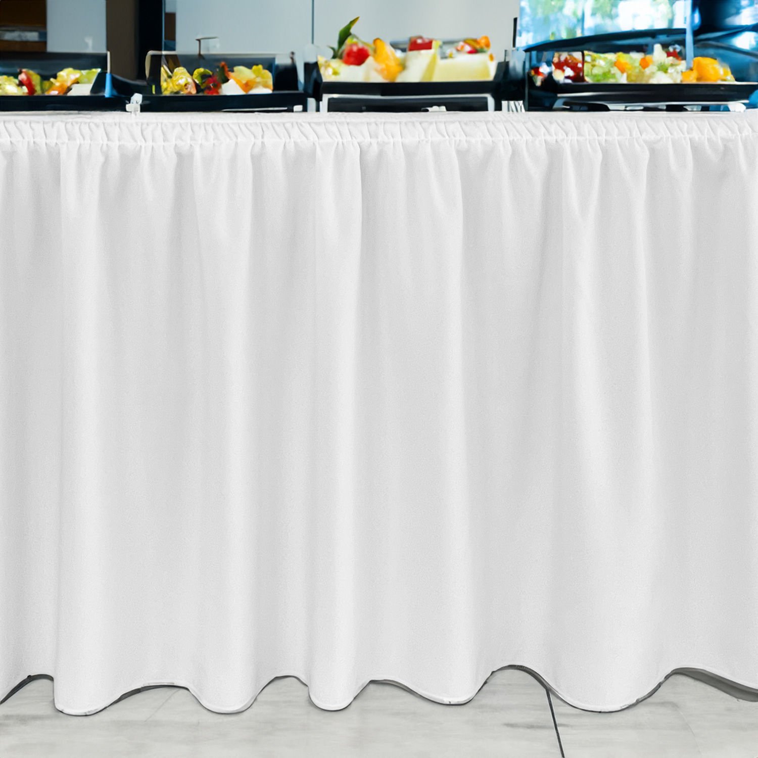 SHIRRED MASA ETEKLİĞİ (SKIRTING) STANDART ÖLÇÜ BEYAZ - 480 Cm Genişlik x 73 Cm Yükseklik