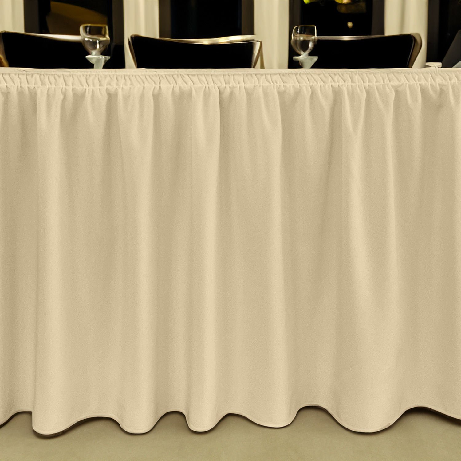 SHIRRED MASA ETEKLİĞİ (SKIRTING) STANDART ÖLÇÜ KREM - 480 Cm Genişlik x 73 Cm Yükseklik