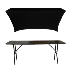 STREÇ DİKDÖRTGEN BANKET MASA ÖRTÜSÜ - 4 TARAFI KAPALI 160 GR STREÇ En : 70 cm Boy: 160 cm Yükseklik : 73 cm - SİYAH