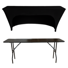 STREÇ DİKDÖRTGEN BANKET MASA ÖRTÜSÜ - 3 TARAFI KAPALI 160 GR STREÇ En : 90 cm Boy: 140 cm Yükseklik : 73 cm - SİYAH